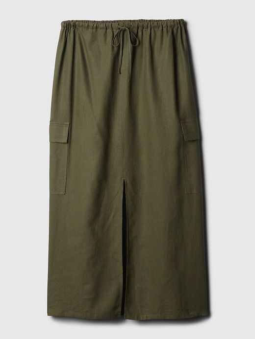 Linen-Blend Cargo Midi Skirt sold by GAP product image thumbnail 4