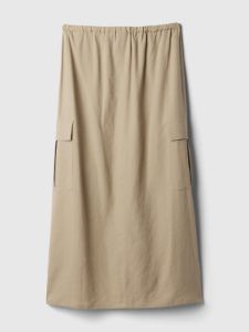 Linen-Blend Cargo Midi Skirt sold by GAP