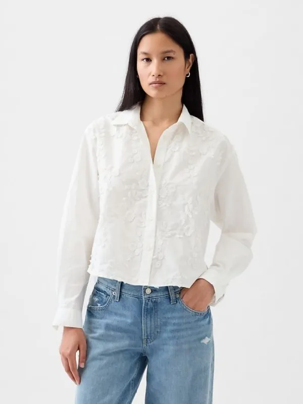 Floral Applique Cropped Shirt sold by GAP