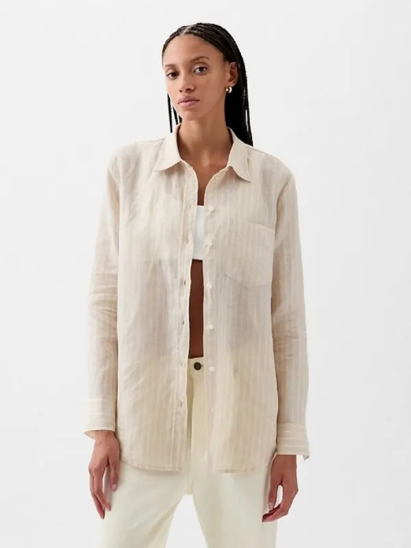 Linen Boyfriend Shirt sold by GAP