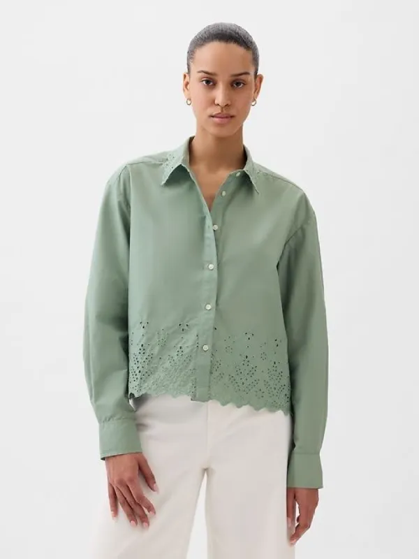 Eyelet Cropped Shirt sold by GAP