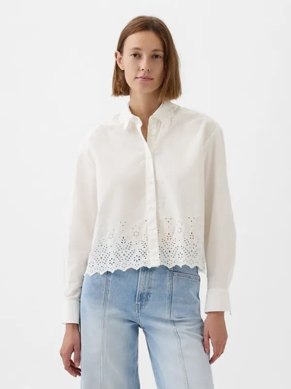 Eyelet Cropped Shirt sold by GAP