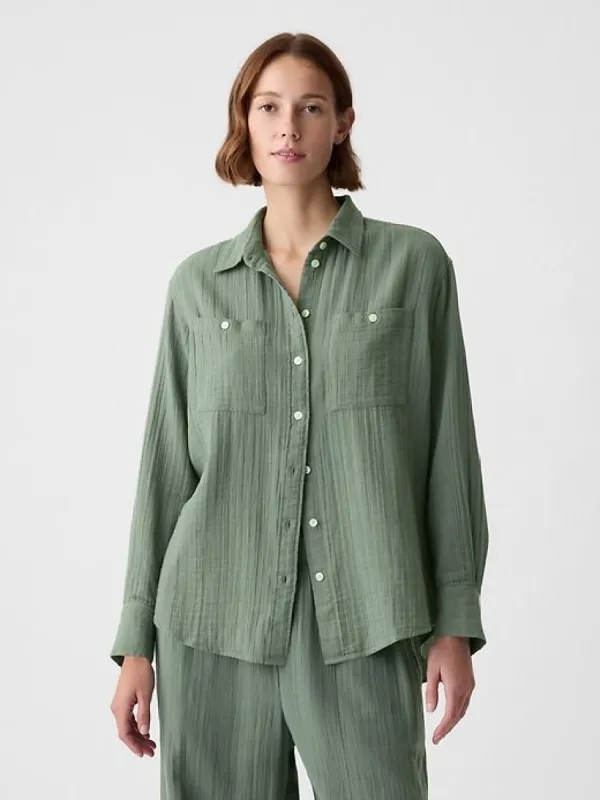 Crinkle Gauze Big Shirt sold by GAP