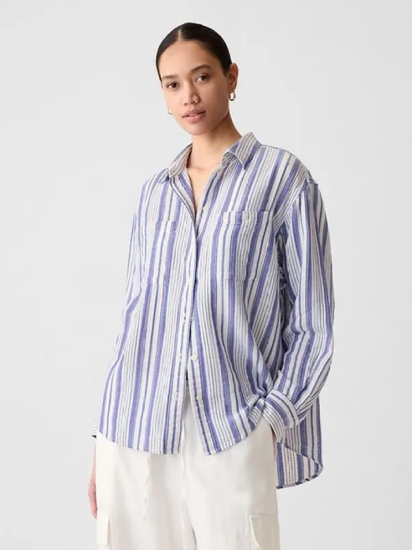 Crinkle Gauze Big Shirt sold by GAP