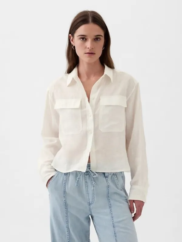 Linen Cropped Shirt sold by GAP