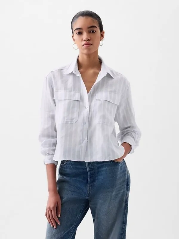 Linen Cropped Shirt sold by GAP