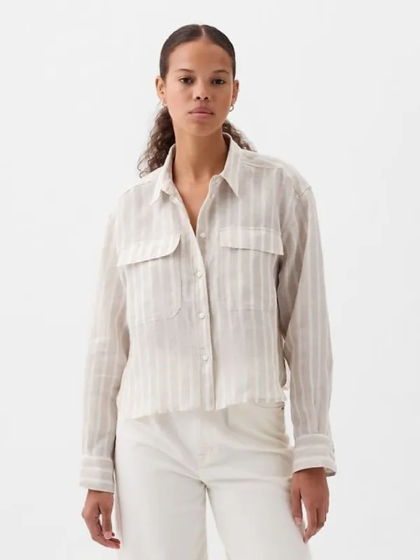 Linen Cropped Shirt sold by GAP