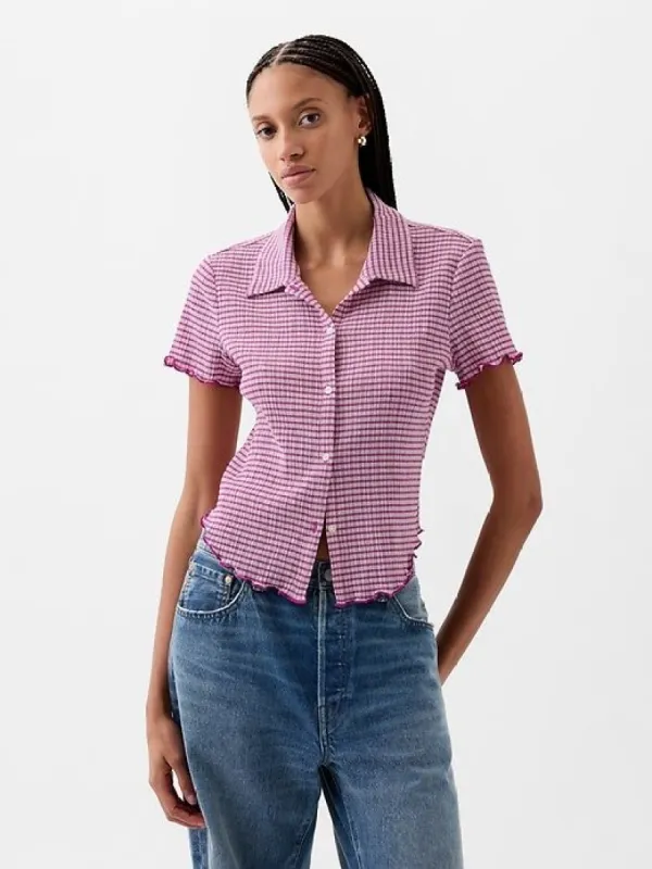Cropped Seersucker Shirt sold by GAP