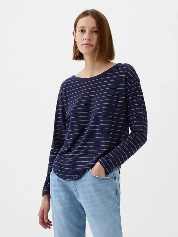 Linen-Blend Boatneck T-Shirt sold by GAP