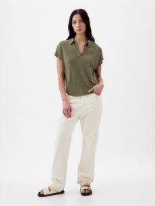 Linen-Blend Polo Shirt sold by GAP