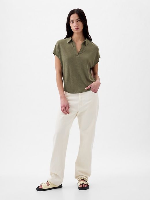 Linen-Blend Polo Shirt sold by GAP product image thumbnail 3