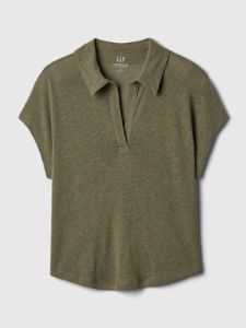 Linen-Blend Polo Shirt sold by GAP
