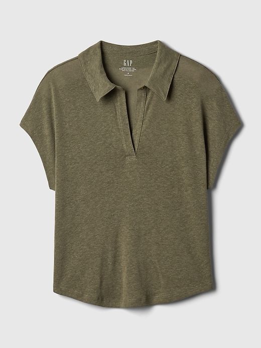 Linen-Blend Polo Shirt sold by GAP product image thumbnail 4