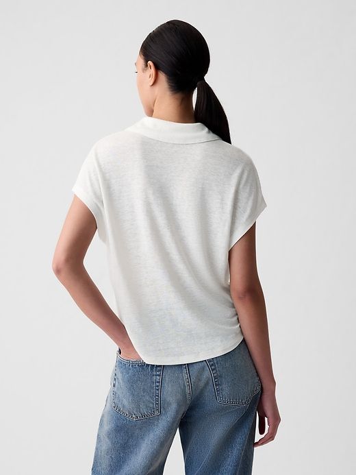 Linen-Blend Polo Shirt sold by GAP product image thumbnail 5