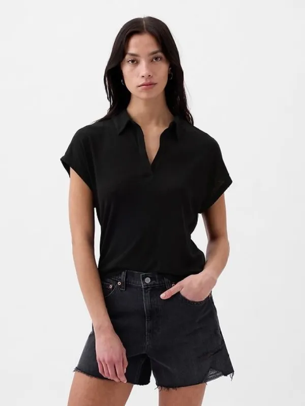 Linen-Blend Polo Shirt sold by GAP