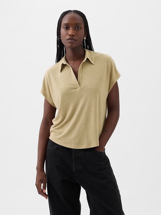Linen-Blend Polo Shirt sold by GAP