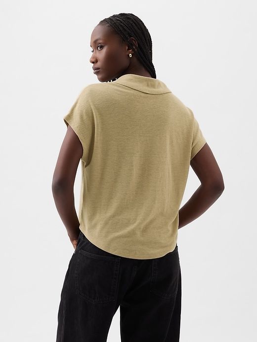 Linen-Blend Polo Shirt sold by GAP product image thumbnail 2
