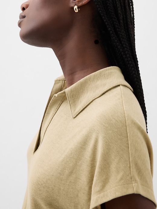 Linen-Blend Polo Shirt sold by GAP product image thumbnail 4