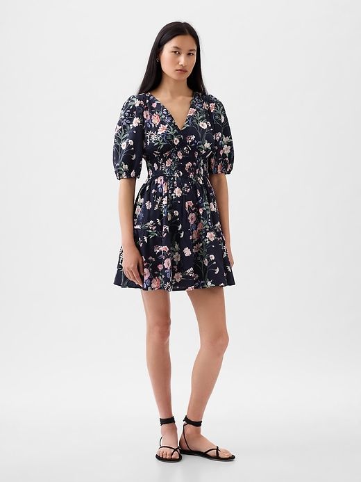 Puff Sleeve Smocked Mini Dress sold by GAP product image thumbnail 3