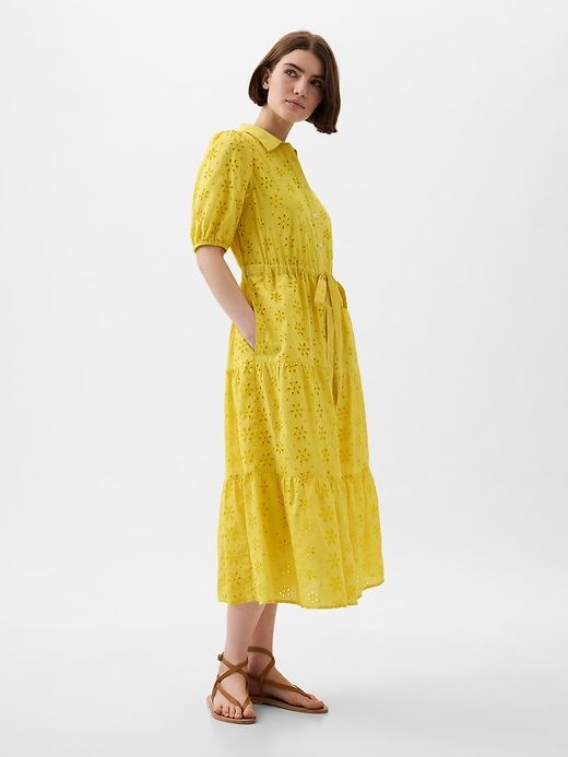 Eyelet Tiered Midi Dress sold by GAP product image thumbnail 3
