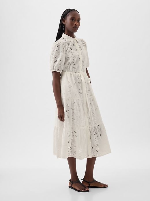 Eyelet Tiered Midi Dress sold by GAP product image thumbnail 3