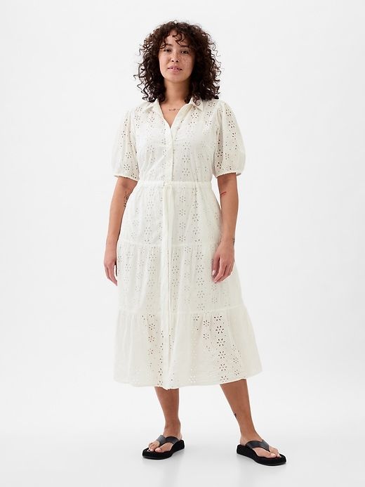 Eyelet Tiered Midi Dress sold by GAP product image thumbnail 4