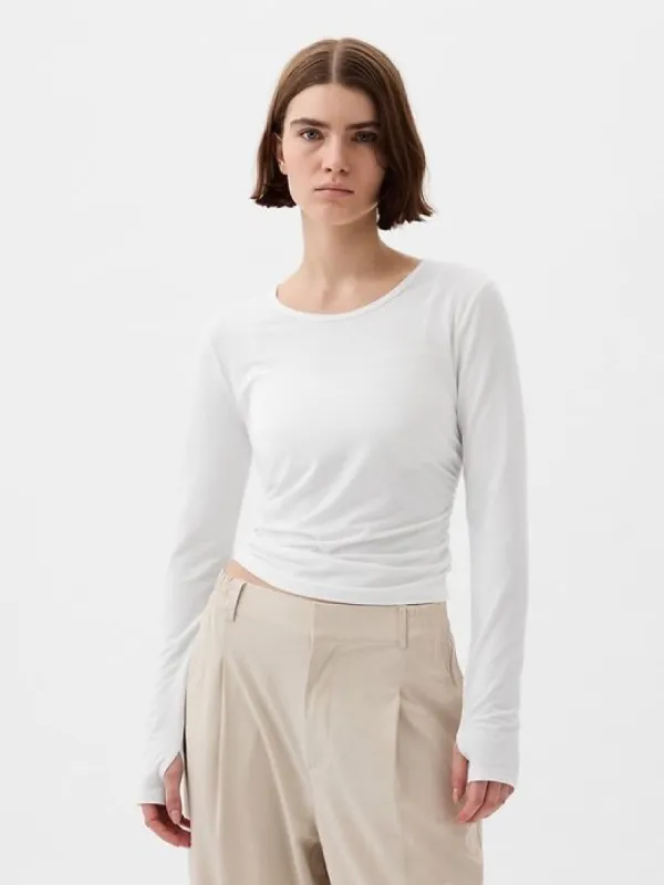 GapFit Breathe Ruched Cropped T-Shirt sold by GAP