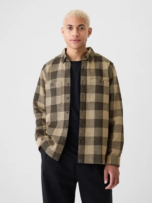 Waffle-Knit Flannel Shirt sold by GAP