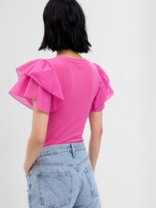 Mini Rib Ruffle Sleeve T-Shirt sold by GAP