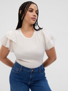 Mini Rib Ruffle Sleeve T-Shirt sold by GAP