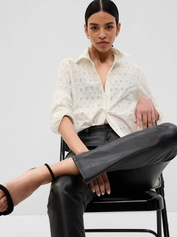 Eyelet Lace Boyfriend Shirt sold by GAP