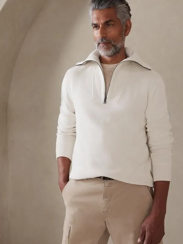 Cozy French Rib Half-Zip Sweatshirt sold by Banana Republic