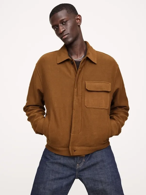 French Terry Shirt Jacket sold by Banana Republic