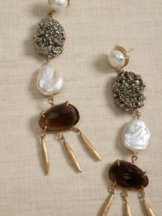 Alina Quartet Smokey Quartz Post Earrings | Aureus + Argent sold by Banana Republic