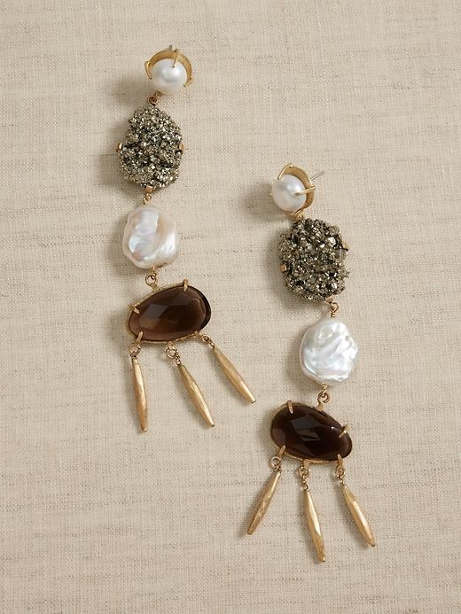 Alina Quartet Smokey Quartz Post Earrings | Aureus + Argent sold by Banana Republic product image thumbnail 3