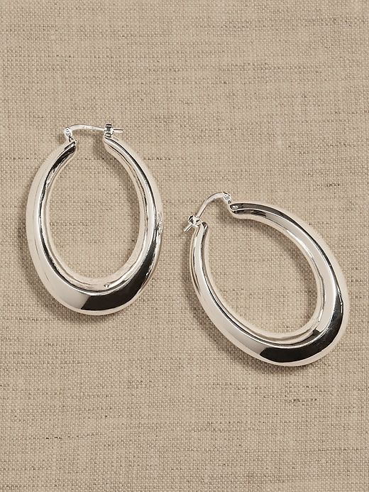 Ravena Oval Hoop Earrings | Aureus + Argent sold by Banana Republic