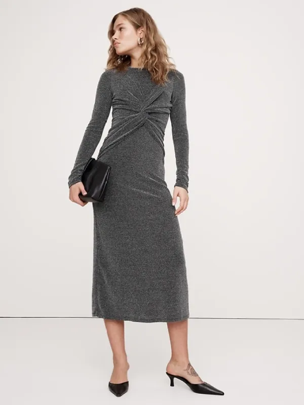 Sparkle Jersey Knit Twist-Front Maxi Dress sold by Banana Republic