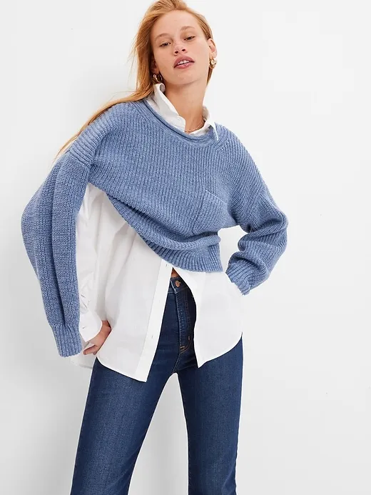 Shaker-Stitch Pocket Sweater sold by GAP
