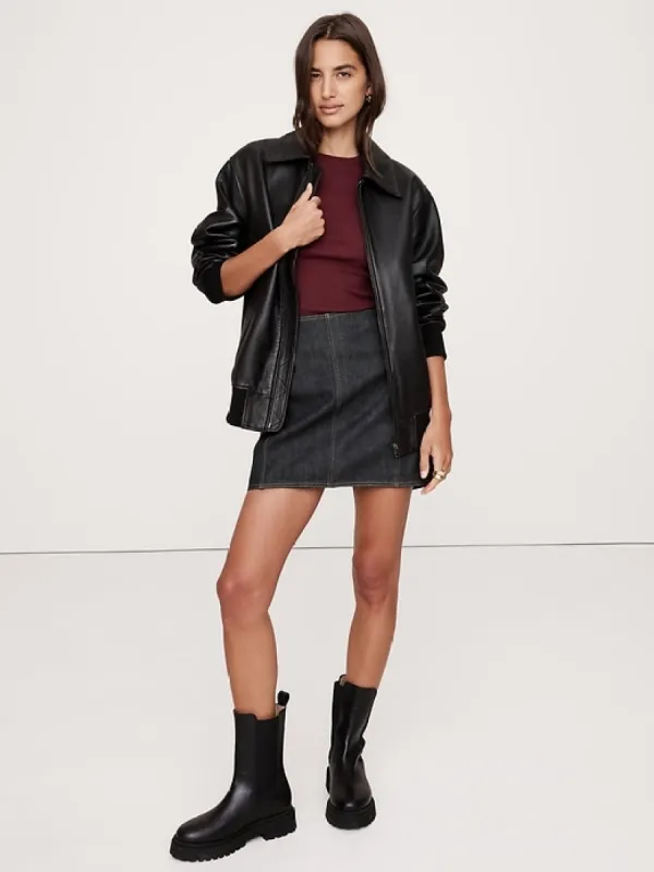 Ribbed Elbow-Sleeve T-Shirt made by Banana Republic