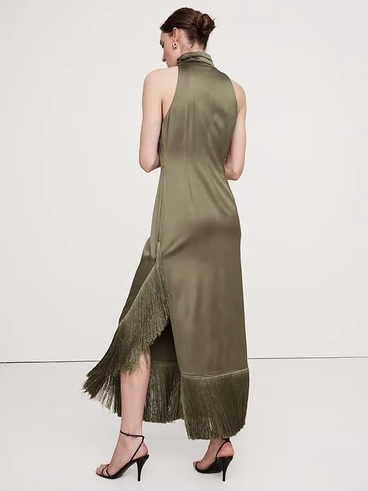 Fringe Satin Maxi Dress sold by Banana Republic product image thumbnail 2