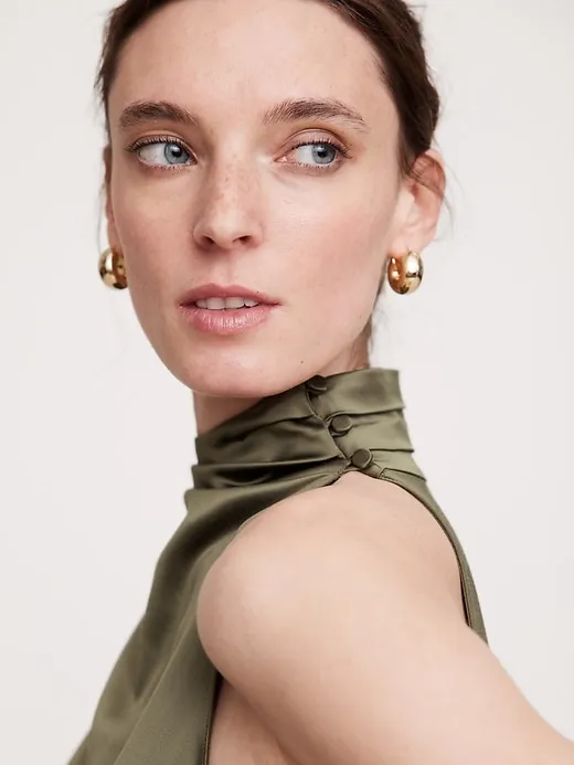 Fringe Satin Maxi Dress sold by Banana Republic product image thumbnail 3