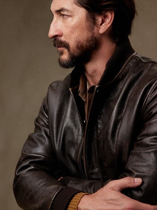 BR ARCHIVES Leather Bomber Jacket sold by Banana Republic product image thumbnail 3