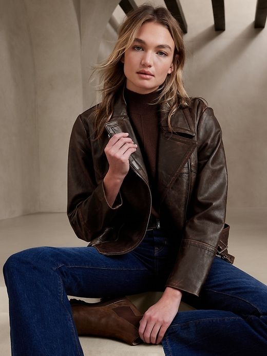 Canyon Leather Moto Jacket sold by Banana Republic