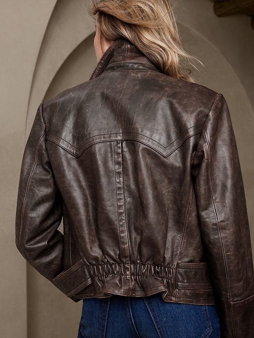 Canyon Leather Moto Jacket sold by Banana Republic product image thumbnail 2