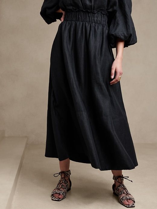 Bria Linen Midi Skirt sold by Banana Republic product image thumbnail 4
