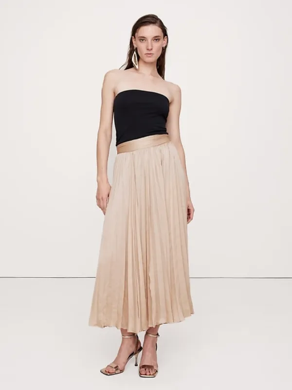 Crinkle Satin Pleated Midi Skirt sold by Banana Republic