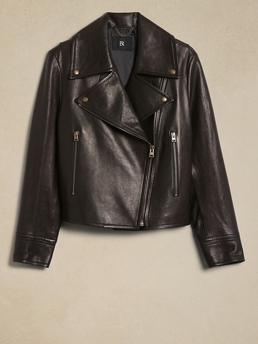 Enola Leather Moto Jacket sold by Banana Republic product image thumbnail 4
