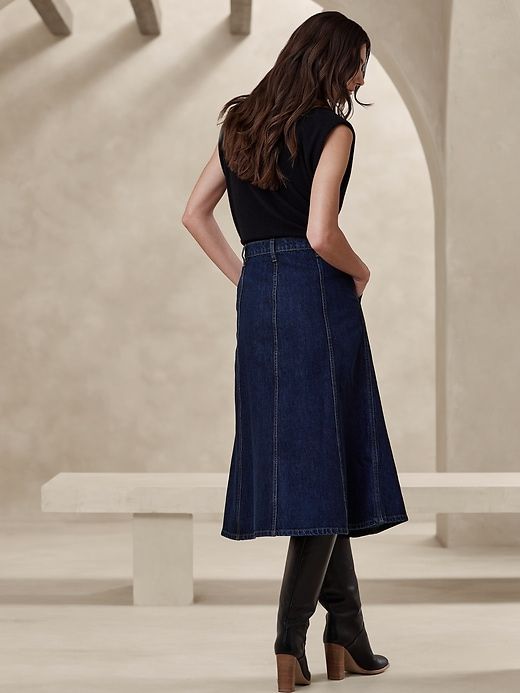 Pia Denim Midi Skirt sold by Banana Republic product image thumbnail 2