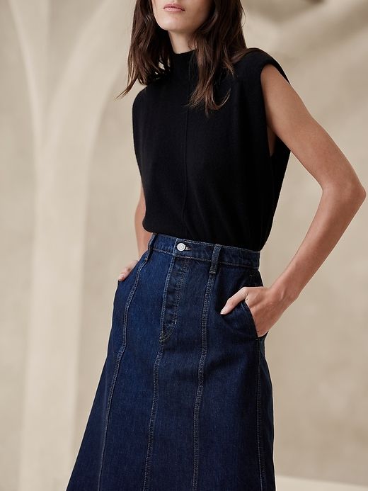 Pia Denim Midi Skirt sold by Banana Republic product image thumbnail 3