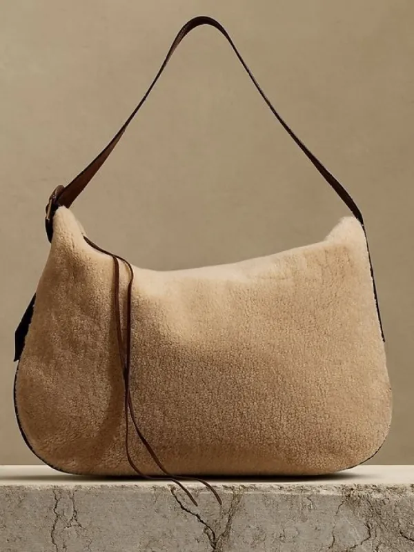 Oversized Ravello Shearling Shoulder Bag made by Banana Republic